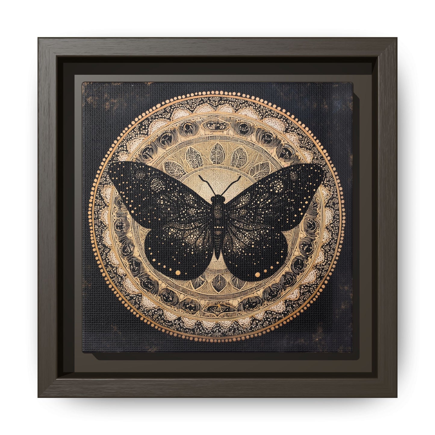 Black Moth Mandala Matte Canvas Framed | Wall Art
