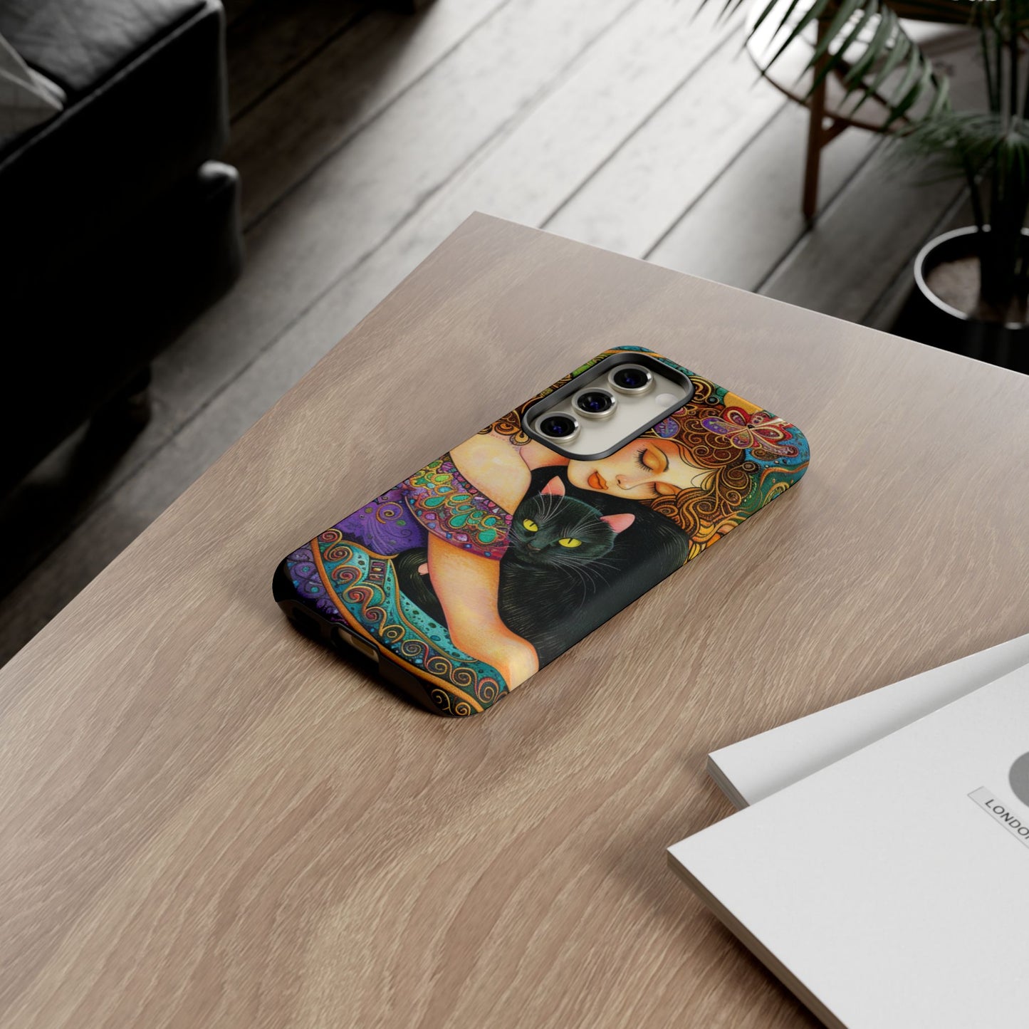 Colorful Cat Art Phone Case, Tough Phone Cover for Cat Lovers, Gift for Pet Owners, Artistic Mobile Case, Cute Cat Design