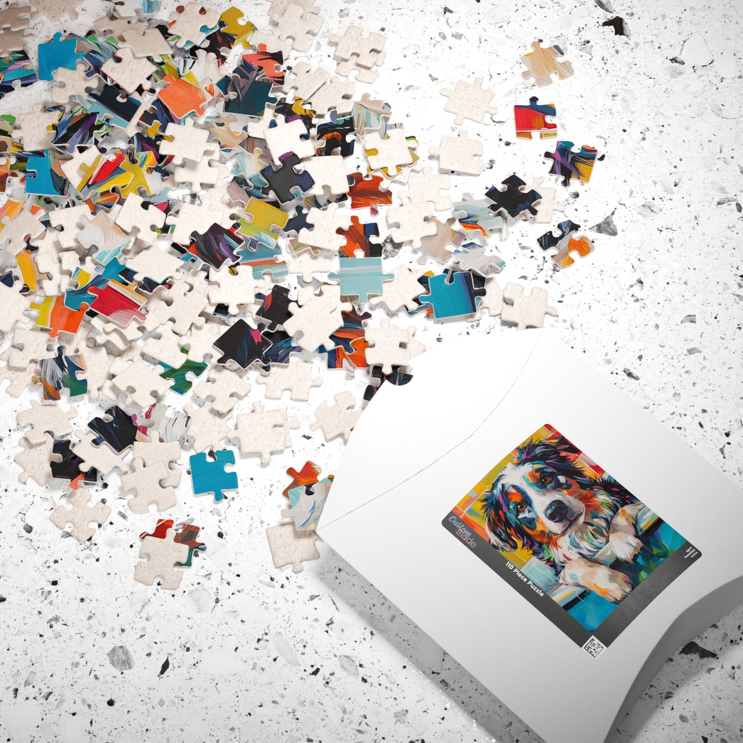 Bathtub Aussie Puppy Colorful Australian Shepherd Puzzle 520-Piece | Dog Art Jigsaw Puzzle