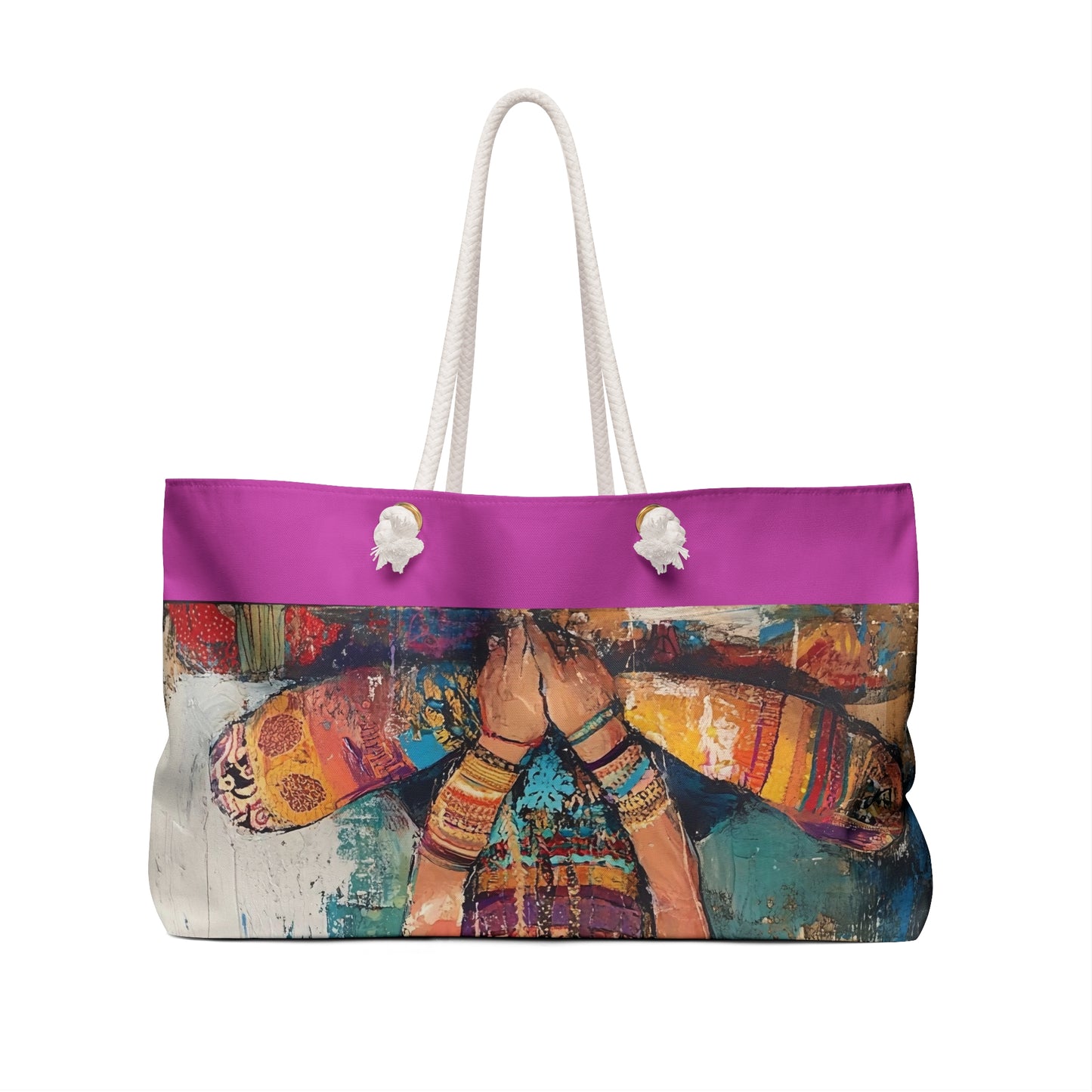 Boho Floral Goddess Bag  Colorful Abstract Art Travel Tote