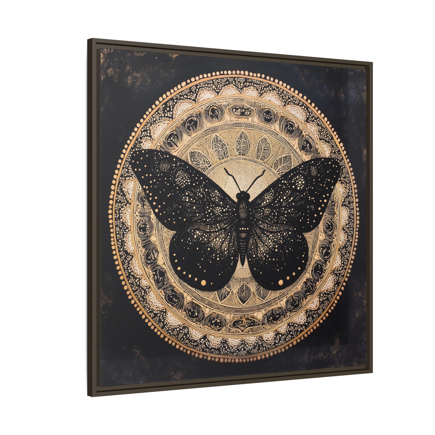 Black Moth Mandala Matte Canvas Framed | Wall Art