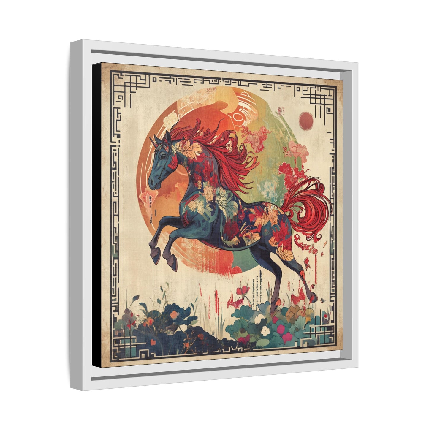 Fire Horse Year Matte Canvas Framed Print