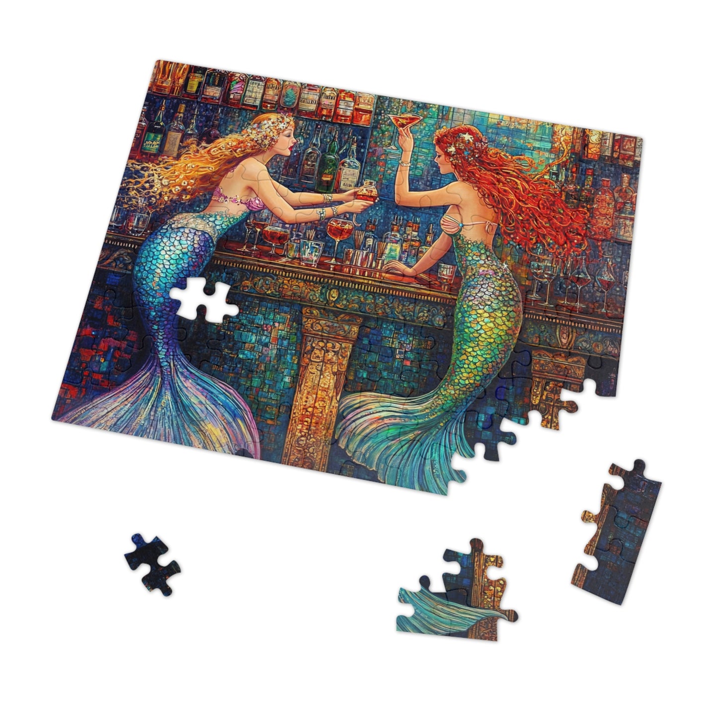 Mermaid Bar Jigsaw Puzzle with Tin | Colorful Ocean Fantasy Puzzle