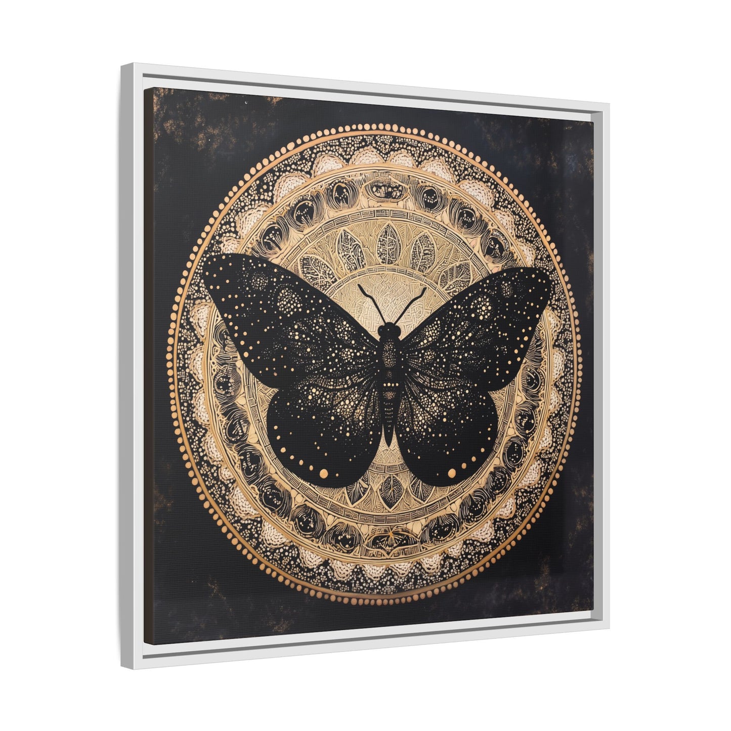 Black Moth Mandala Matte Canvas Framed | Wall Art
