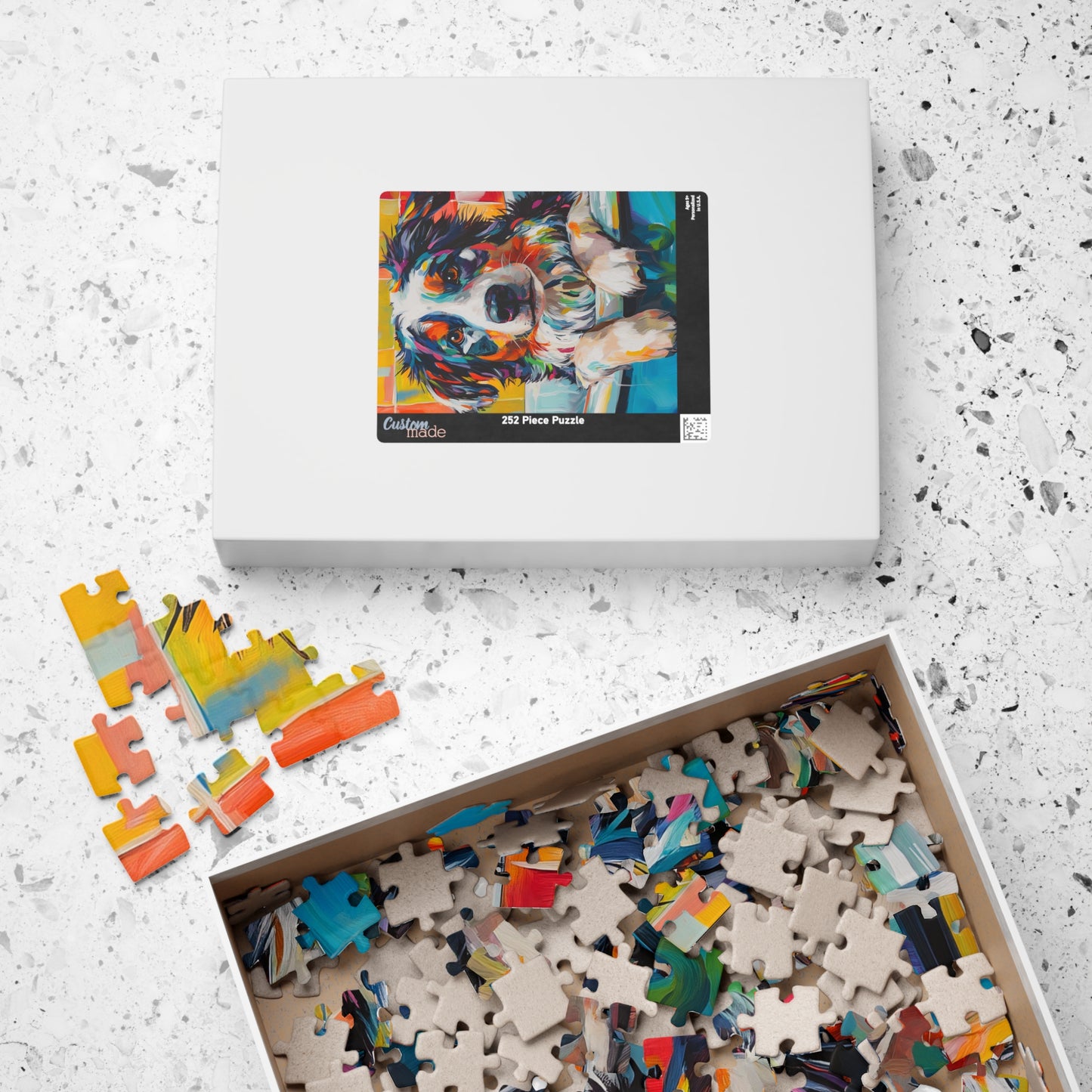 Bathtub Aussie Puppy Colorful Australian Shepherd Puzzle 520-Piece | Dog Art Jigsaw Puzzle