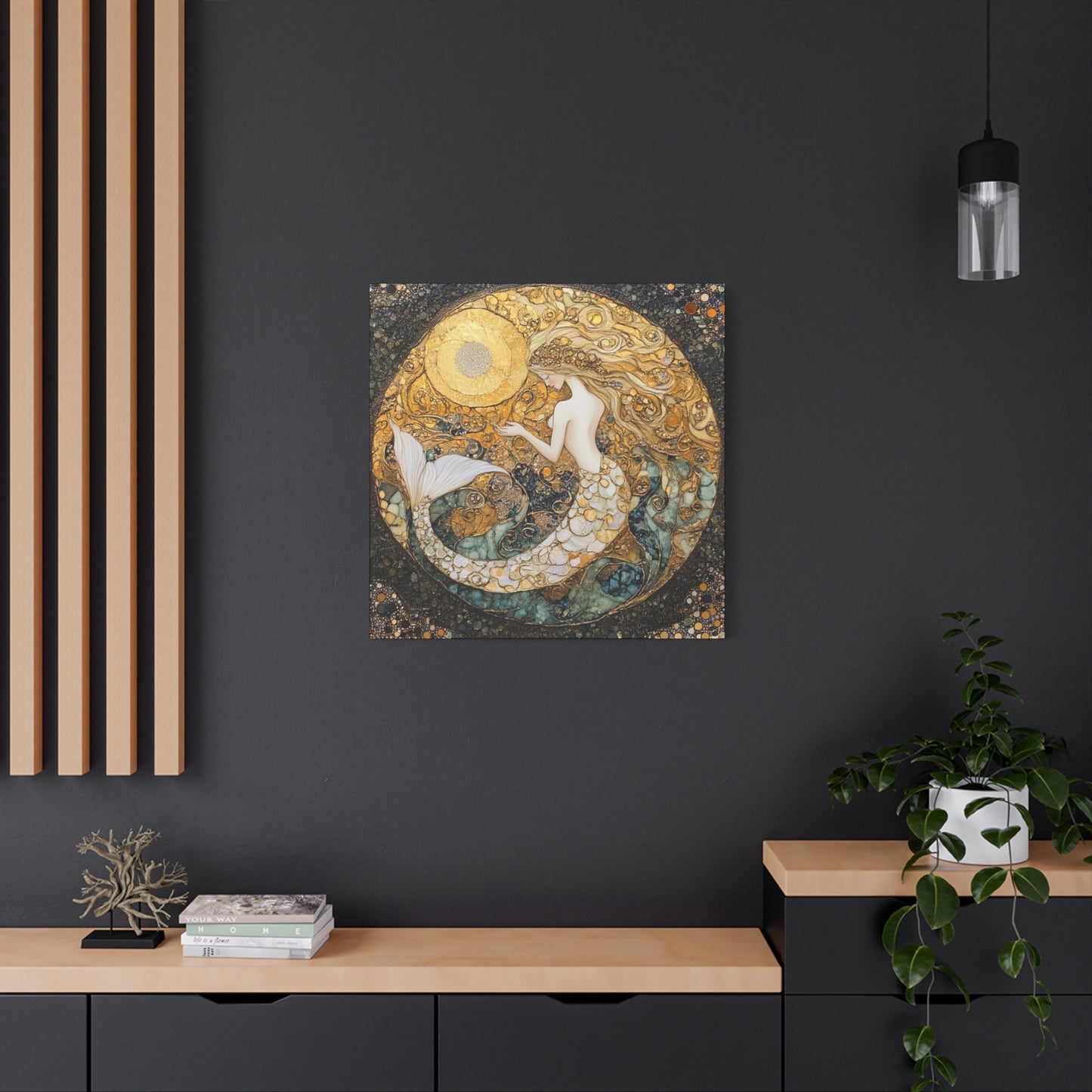 Elegant Mermaid Wall Art - Stretched Matte Canvas, Nautical Decor, Ocean Lover Gift, Home Decoration, Unique Mermaid Artwork