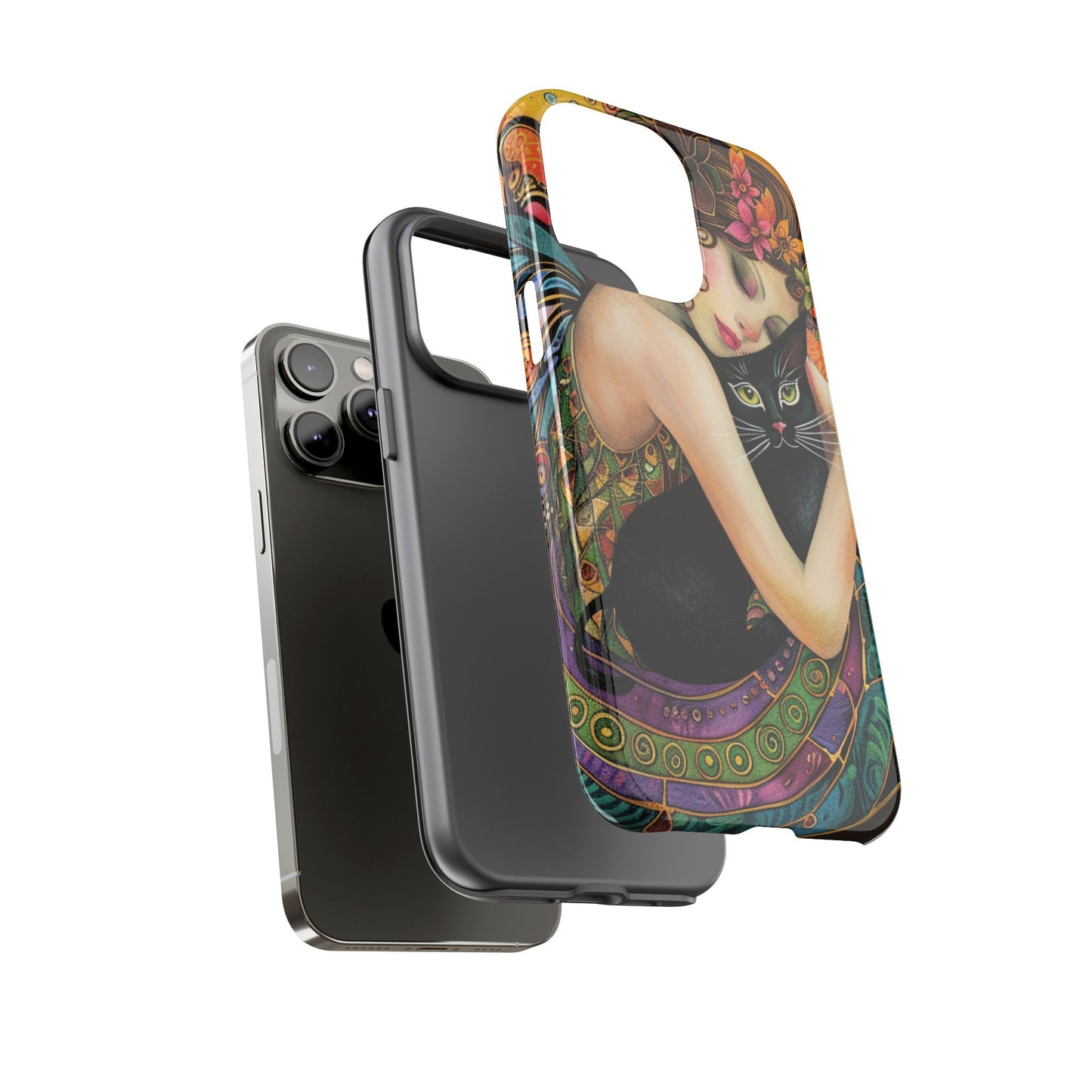 Colorful Art Phone Case with Cat and Fairy Design, Phone Cover Gift for Cat Lovers, Unique Floral Case, Magical Design, Vibrant Phone [...]