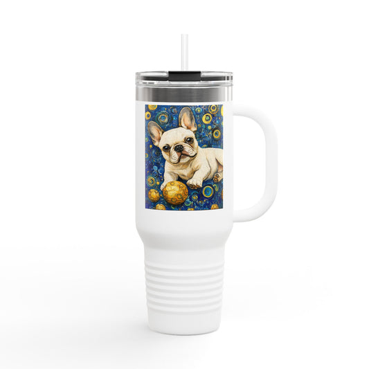 Cute French Bulldog Insulated Travel Mug, 40oz - Perfect for Pet Lovers, Gift for Dog Owners, Travel Companion, Coffee Mug, Birthday Present