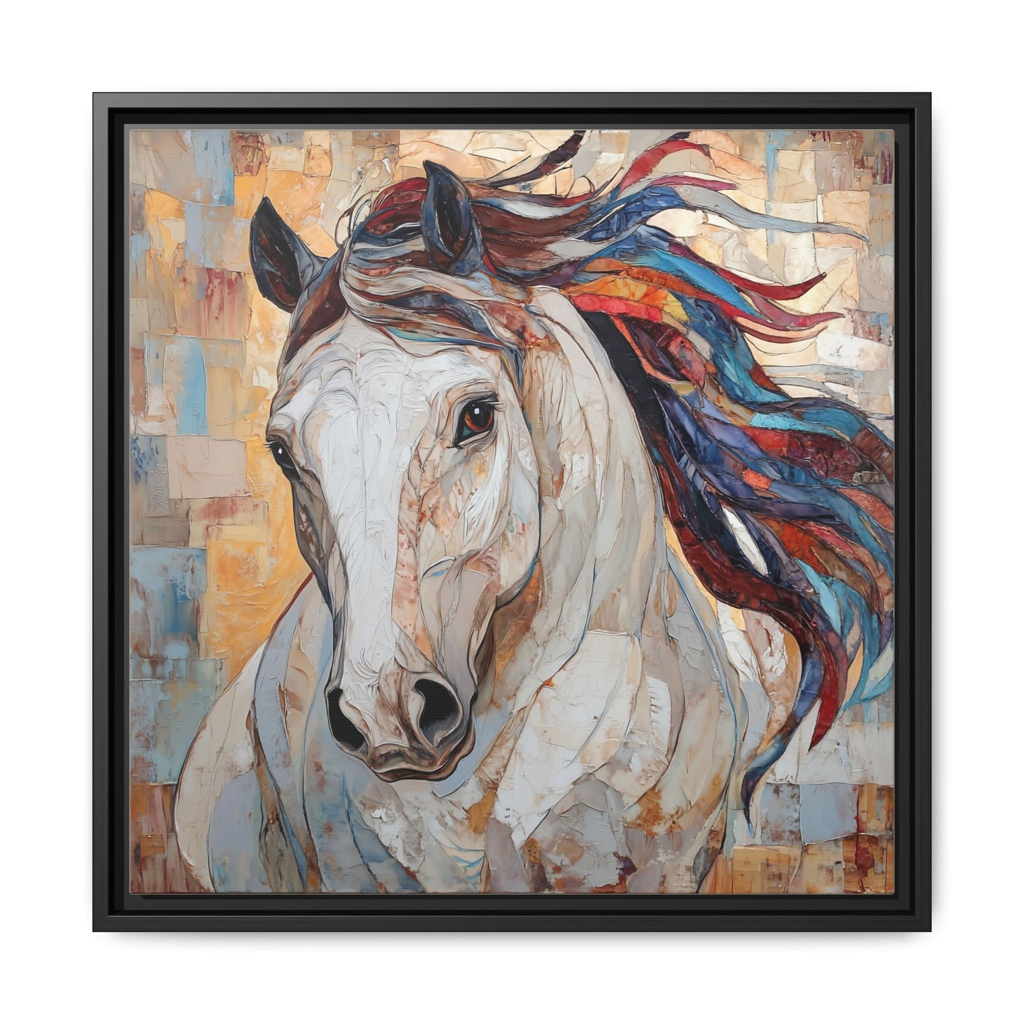 Colorful Mane Horse Matte Canvas Framed | Equine Wall Art