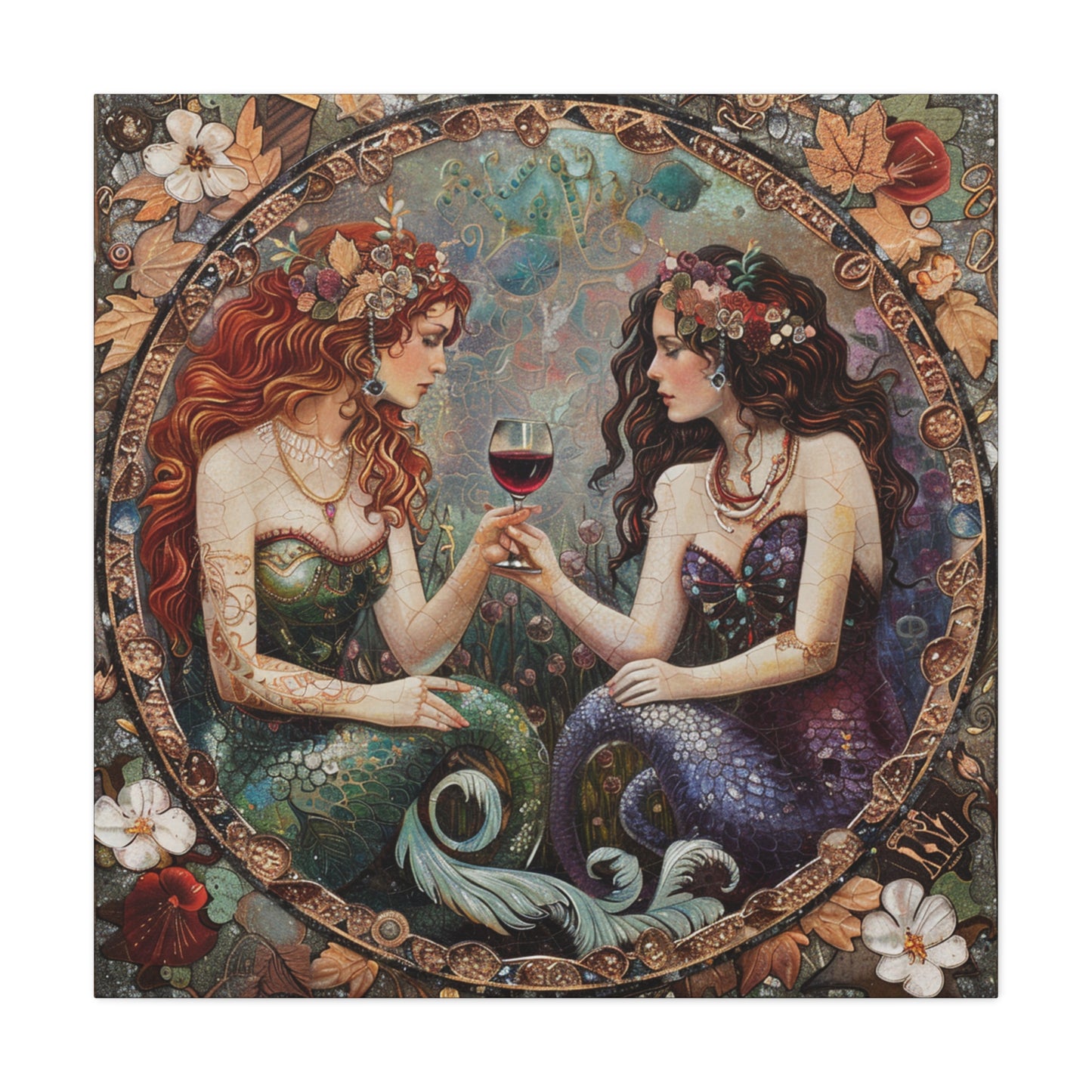 Mermaid in Paris Canvas Print, Mermaid Lovers, Mermaid Gift, Girlfriend Gift, Mermaid Canvas, Choose Your Size Canvas Options