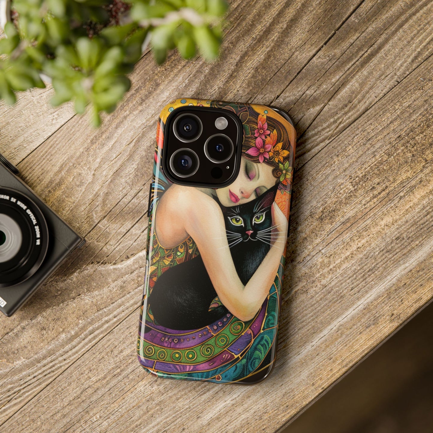 Colorful Art Phone Case with Cat and Fairy Design, Phone Cover Gift for Cat Lovers, Unique Floral Case, Magical Design, Vibrant Phone [...]