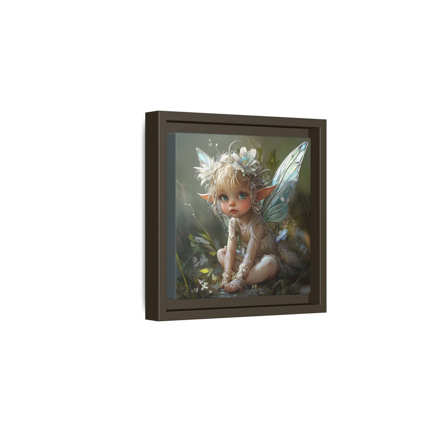 Baby Fairy Art Print, Framed Canvas, Whimsical Home Decor, Fairy Tale Gift, Magical Nursery Wall Art