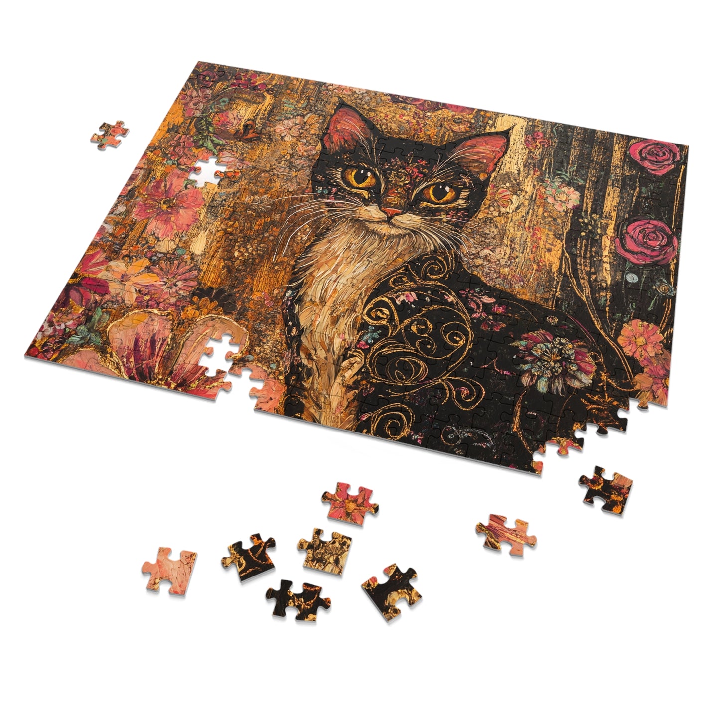 Wild Flower Cat Jigsaw Puzzle with Tin