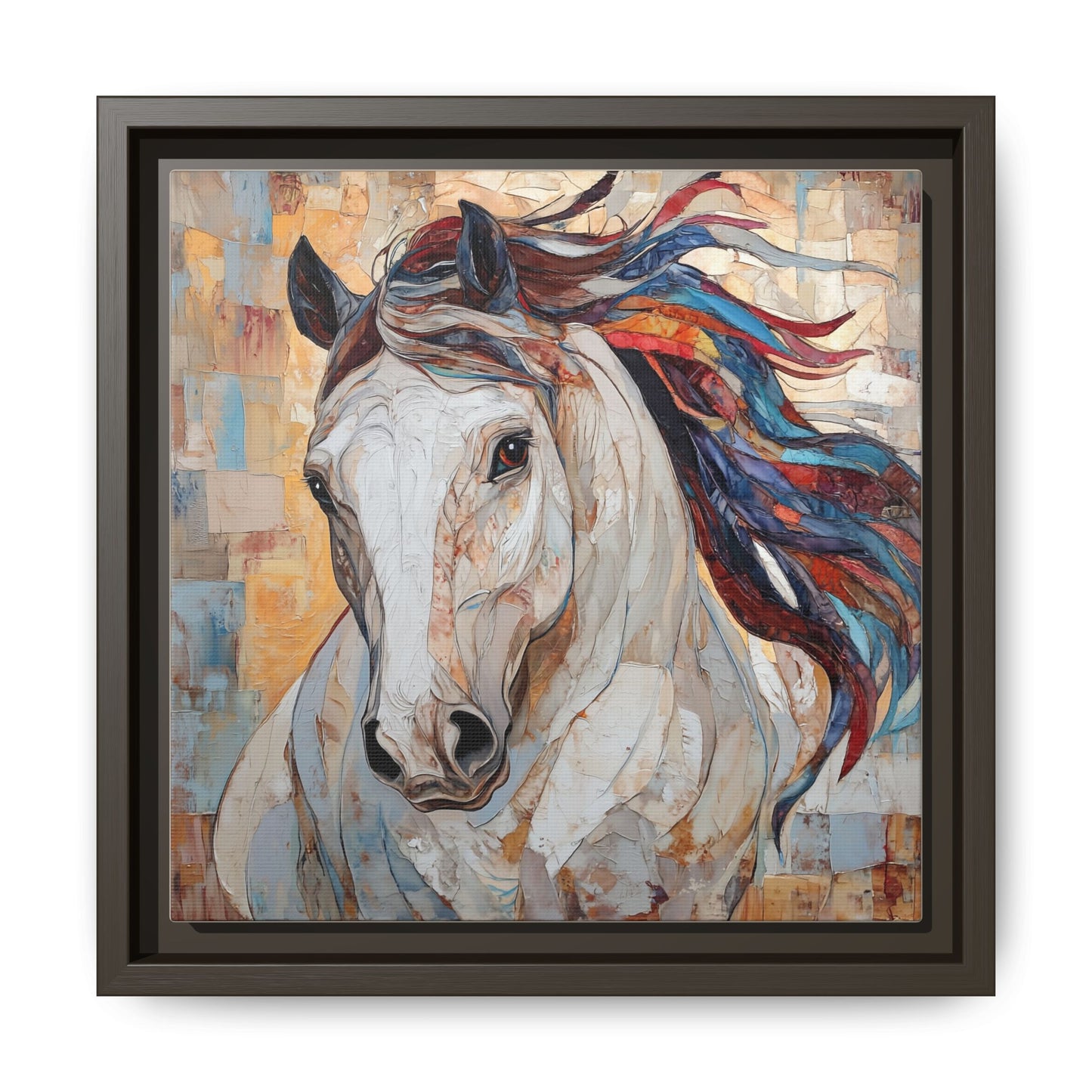 Colorful Mane Horse Matte Canvas Framed | Equine Wall Art