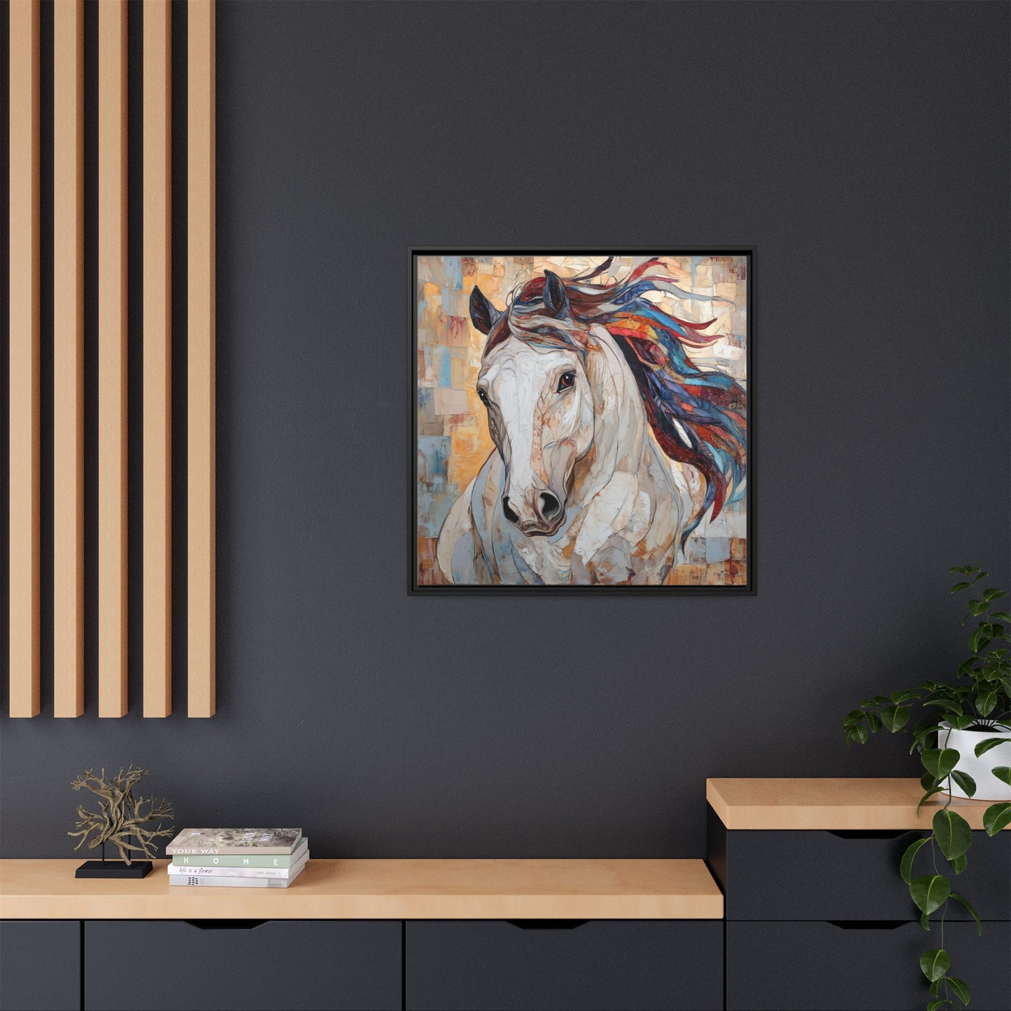 Colorful Mane Horse Matte Canvas Framed | Equine Wall Art