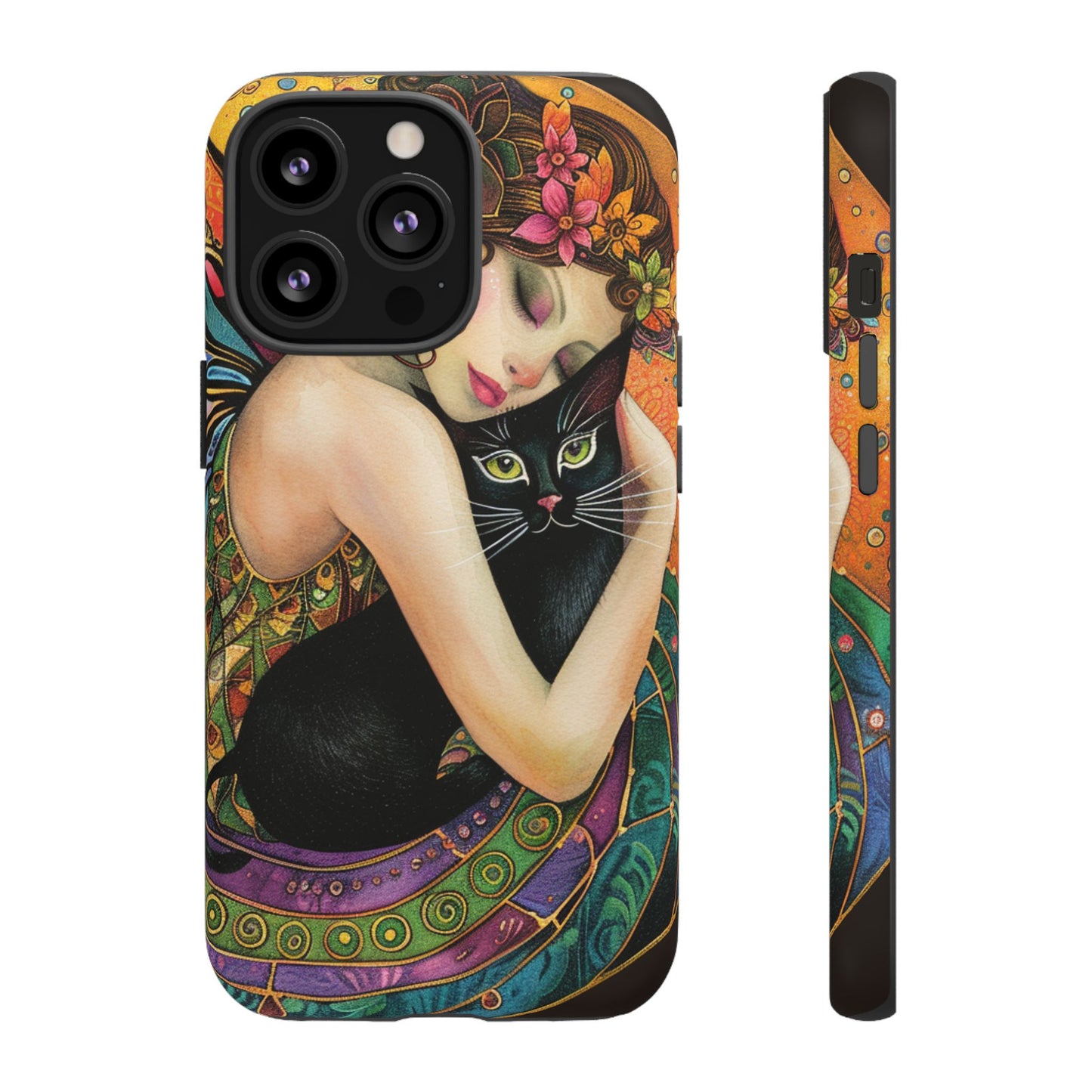 Colorful Art Phone Case with Cat and Fairy Design, Phone Cover Gift for Cat Lovers, Unique Floral Case, Magical Design, Vibrant Phone [...]