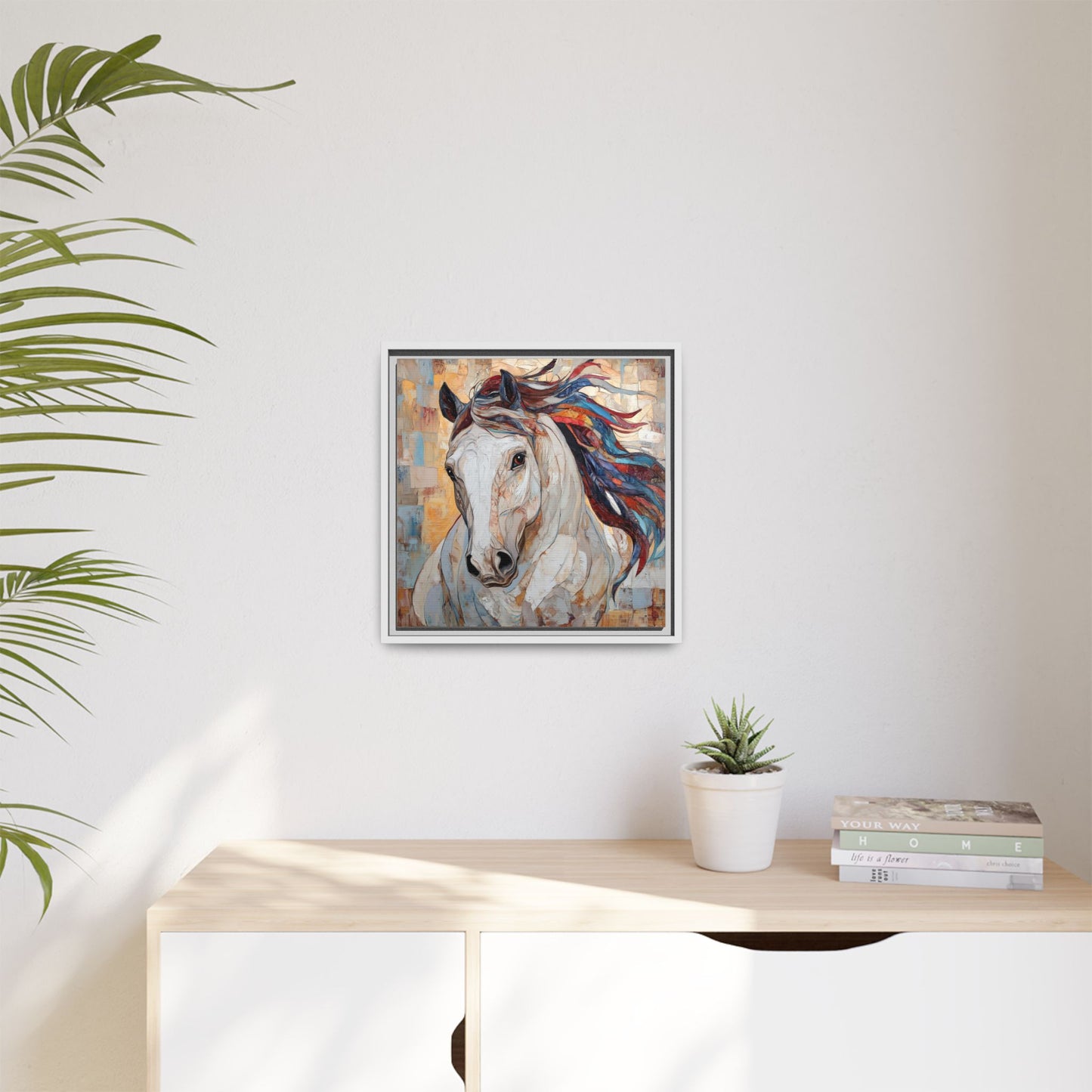 Colorful Mane Horse Matte Canvas Framed | Equine Wall Art