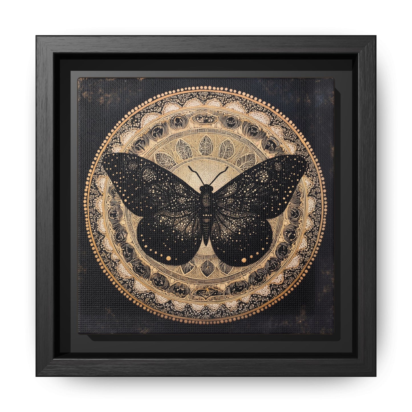 Black Moth Mandala Matte Canvas Framed | Wall Art