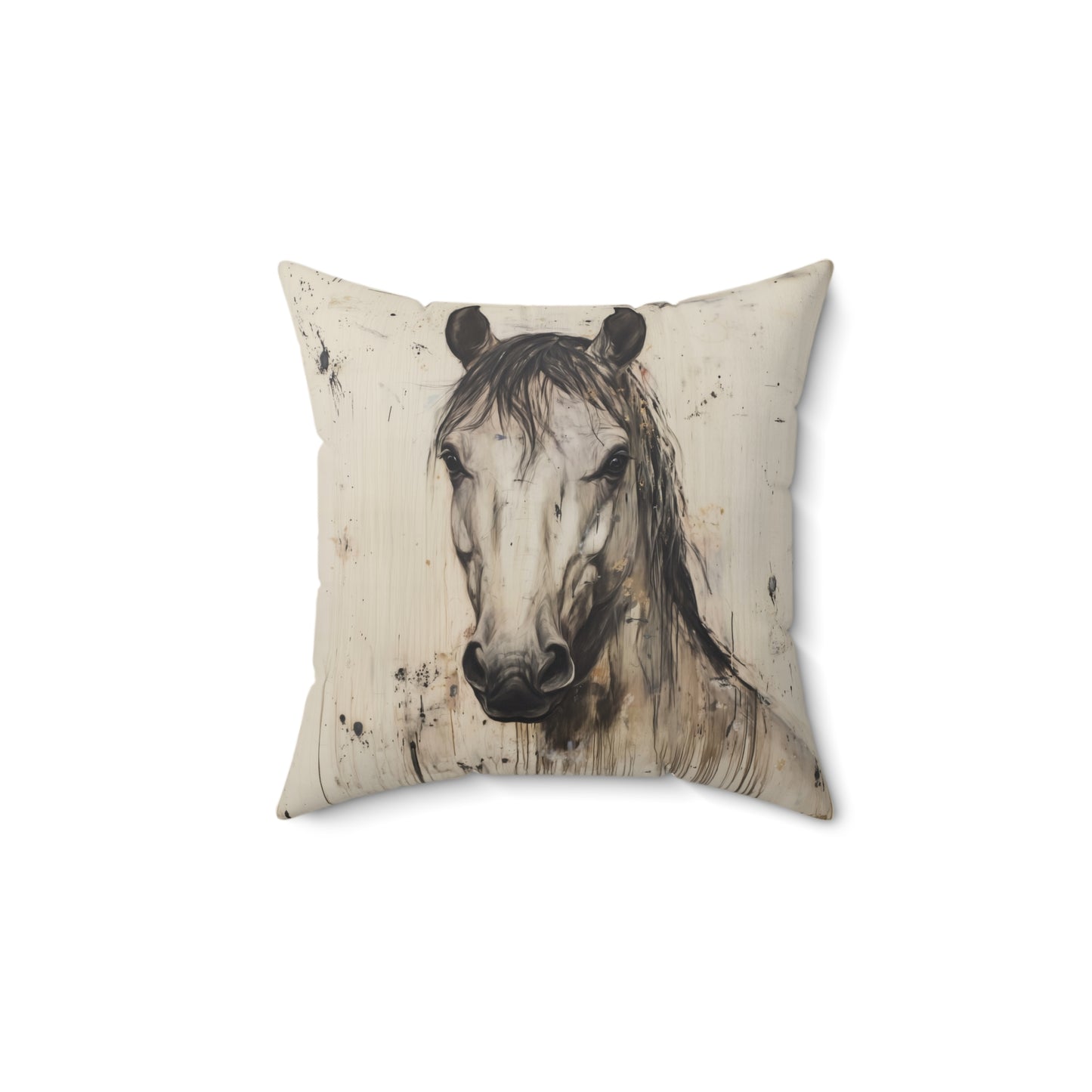 Watercolor Horse Portrait Pillow | Faux Suede Square Pillow