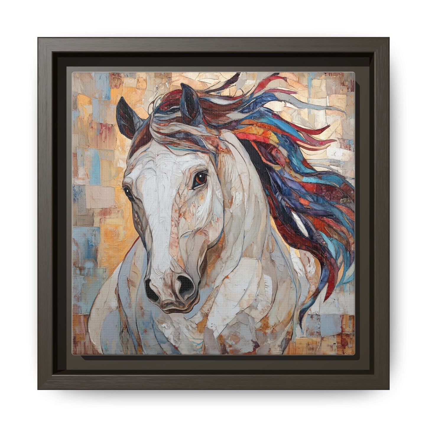 Colorful Mane Horse Matte Canvas Framed | Equine Wall Art