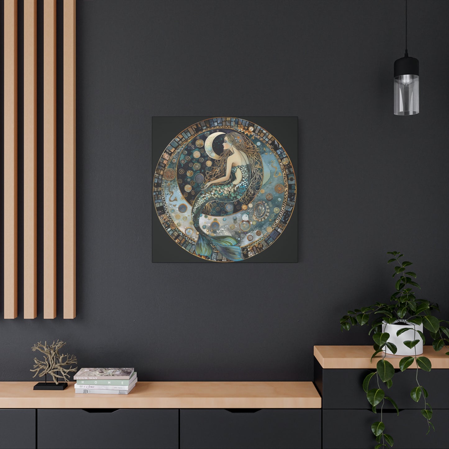 Mermaid Moon Canvas Art Print, Ocean Decor, Fantasy Artwork, Nautical Home Wall Art, Ethereal Gift for Sea Lovers