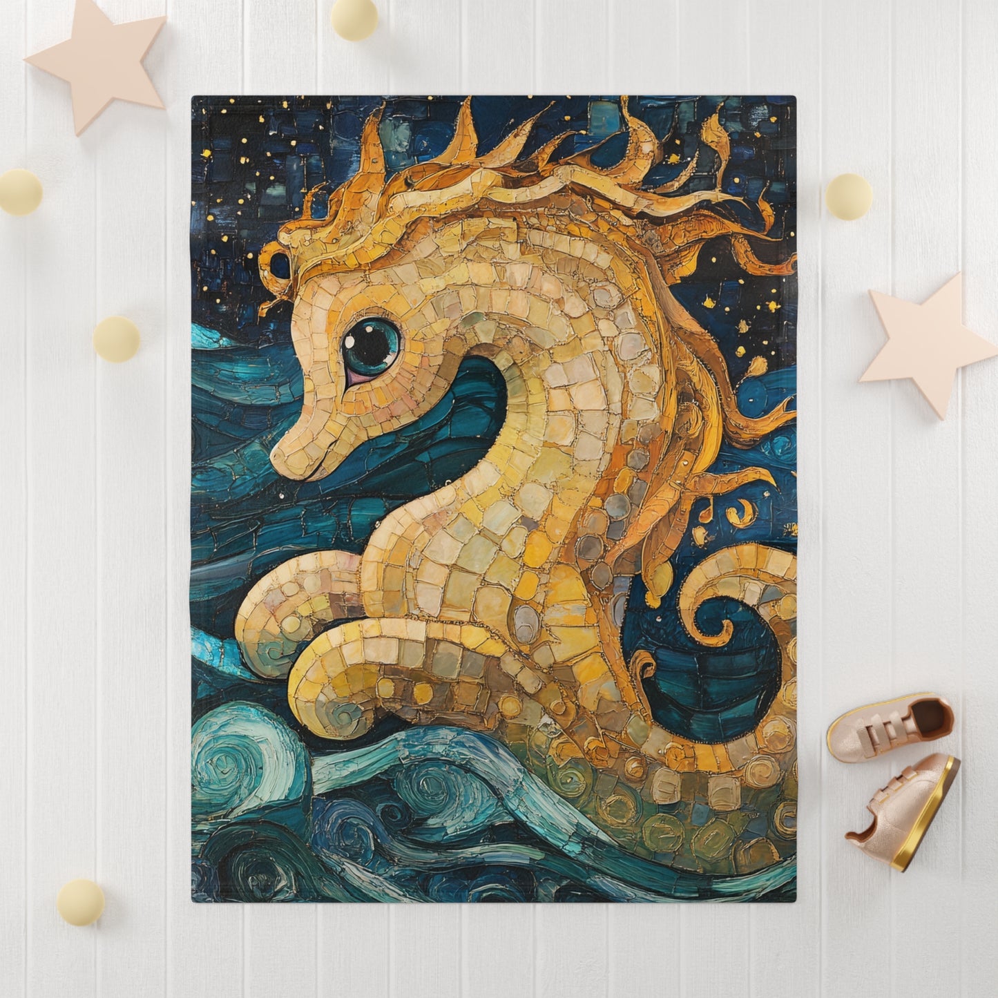 Whimsical Baby Seahorse Blanket - Cozy Fleece Nursery Decor, Gift for Baby Showers, Ocean Theme, Soft Bedding, Toddler Blanket