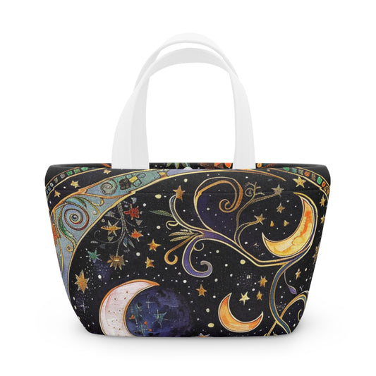 Cosmic Celestial Lunch Bag - Stylish Tote for Work, School, or Picnic, Astrology Gift, Starry Design, Reusable Lunch Tote
