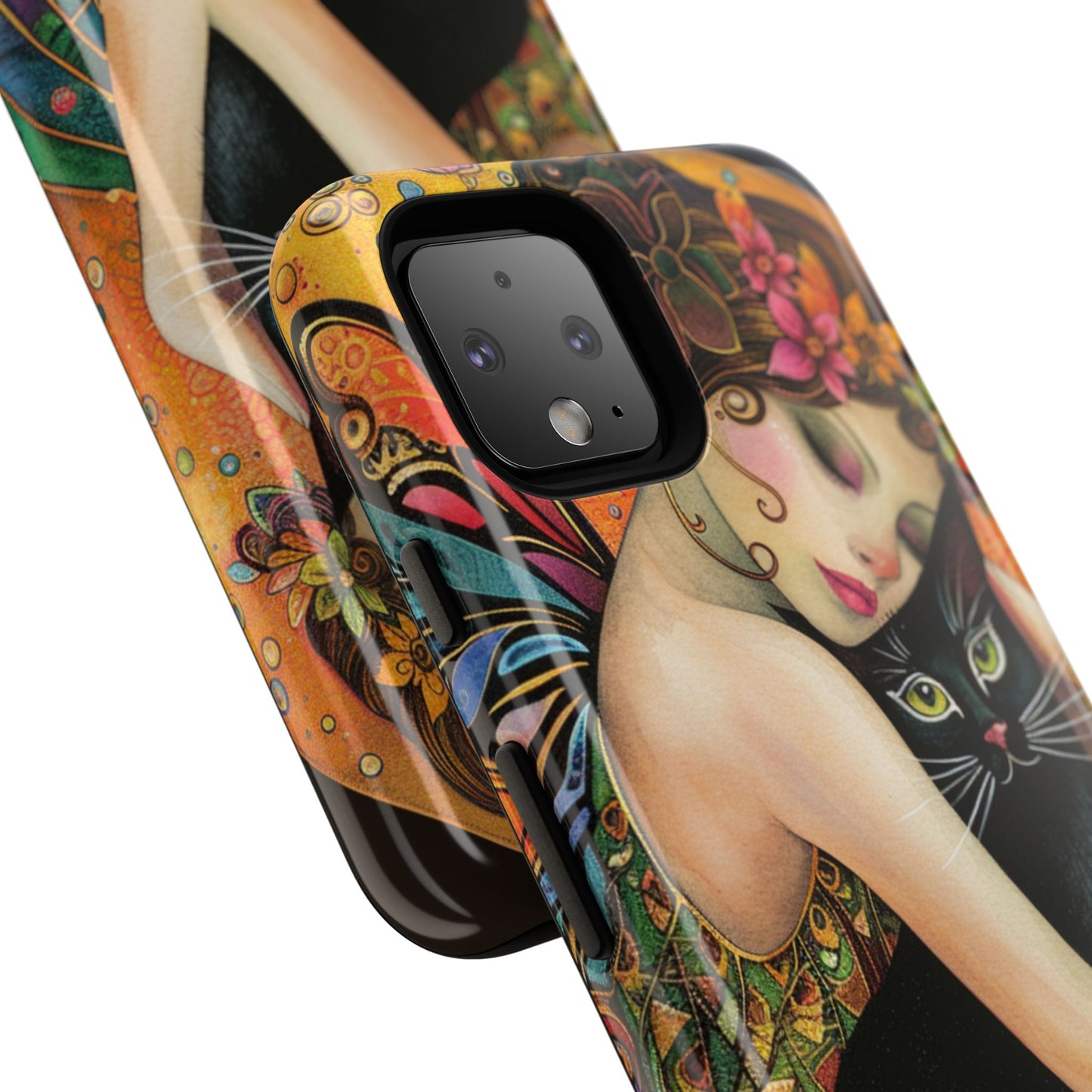 Colorful Art Phone Case with Cat and Fairy Design, Phone Cover Gift for Cat Lovers, Unique Floral Case, Magical Design, Vibrant Phone [...]