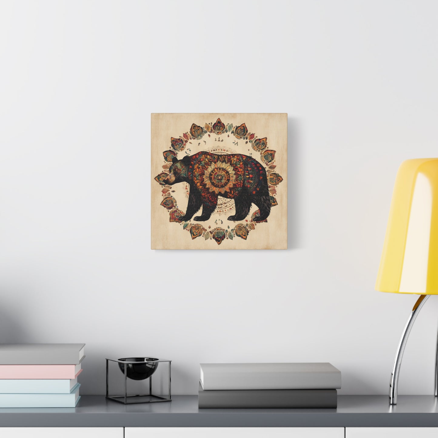 Bohemian Mandala Bear Matte Canvas Wall Art | Stretched Canvas