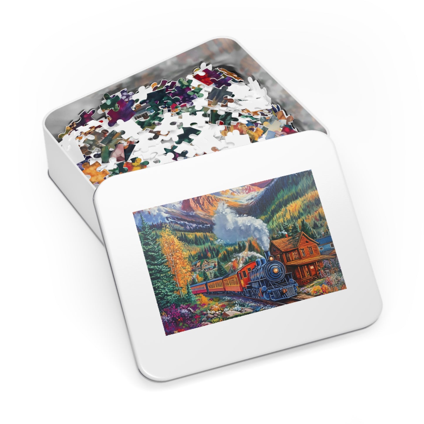 Scenic Mountain Steam Train Jigsaw Puzzle with Tin | 500pc Colorado Landscape Puzzle