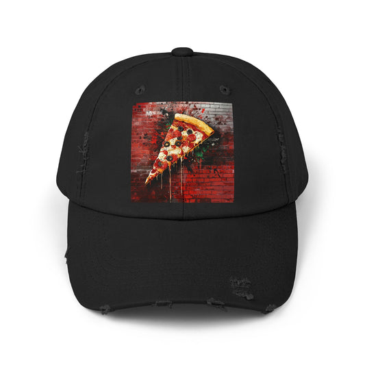 Graffiti Pizza Distressed Cap, Casual Hat, Foodie Gift, Unisex Cap, Trendy Accessory, Fun Headwear