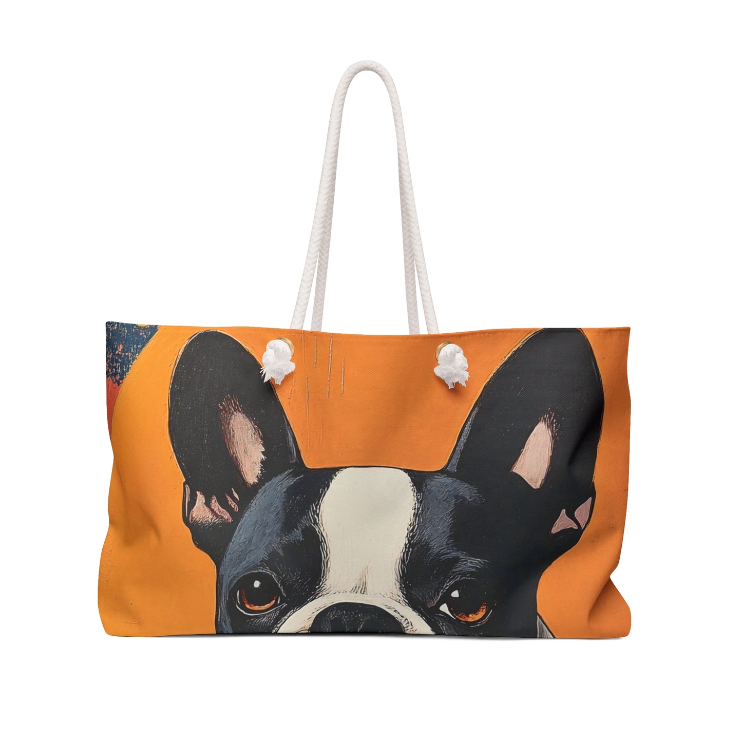 Peeking Boston Terrier Weekender Bag Colorblock Pop Art Mid Century Modern