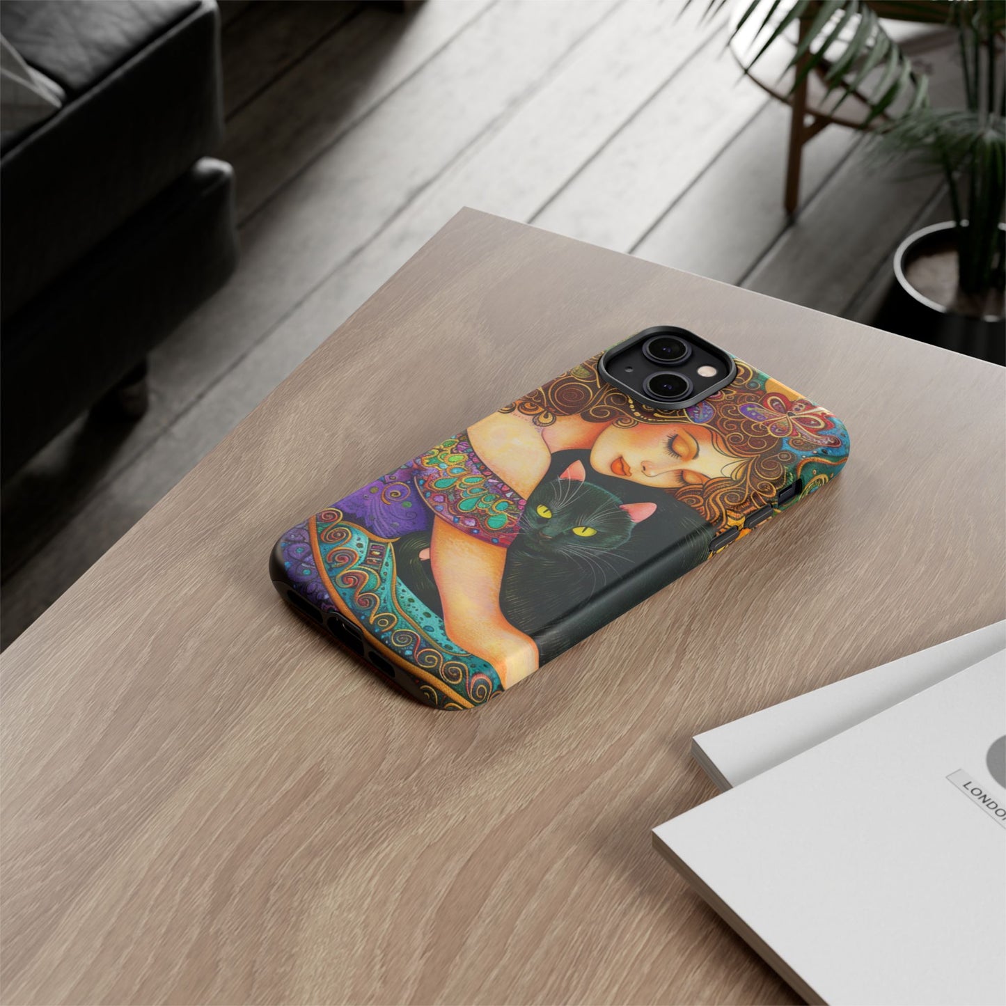 Colorful Cat Art Phone Case, Tough Phone Cover for Cat Lovers, Gift for Pet Owners, Artistic Mobile Case, Cute Cat Design