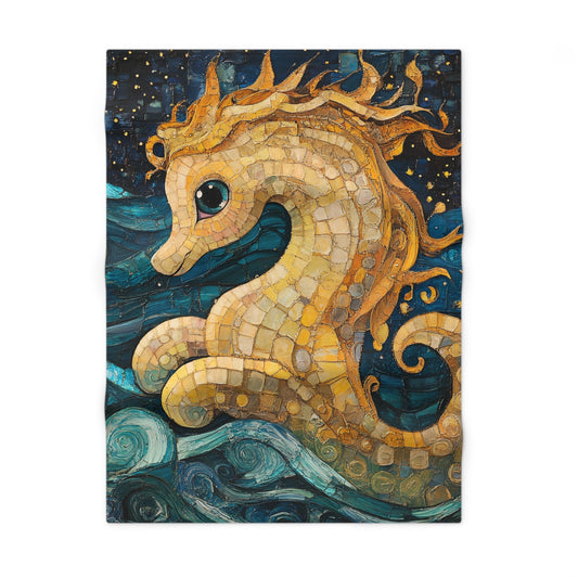 Whimsical Baby Seahorse Blanket - Cozy Fleece Nursery Decor, Gift for Baby Showers, Ocean Theme, Soft Bedding, Toddler Blanket