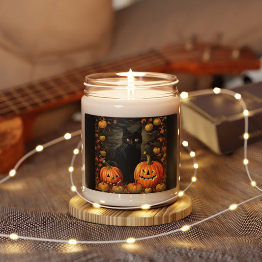 Halloween Cat Pumpkin Scented Soy Candle | Cozy Autumn Decor, Halloween Gift, Witchy Home Fragrance, Seasonal Candle, Spooky Decor