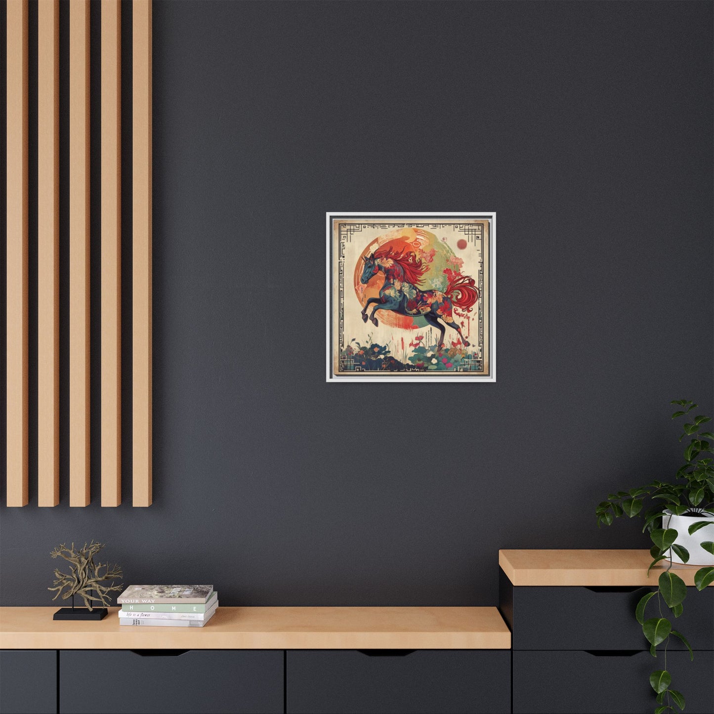 Fire Horse Year Matte Canvas Framed Print