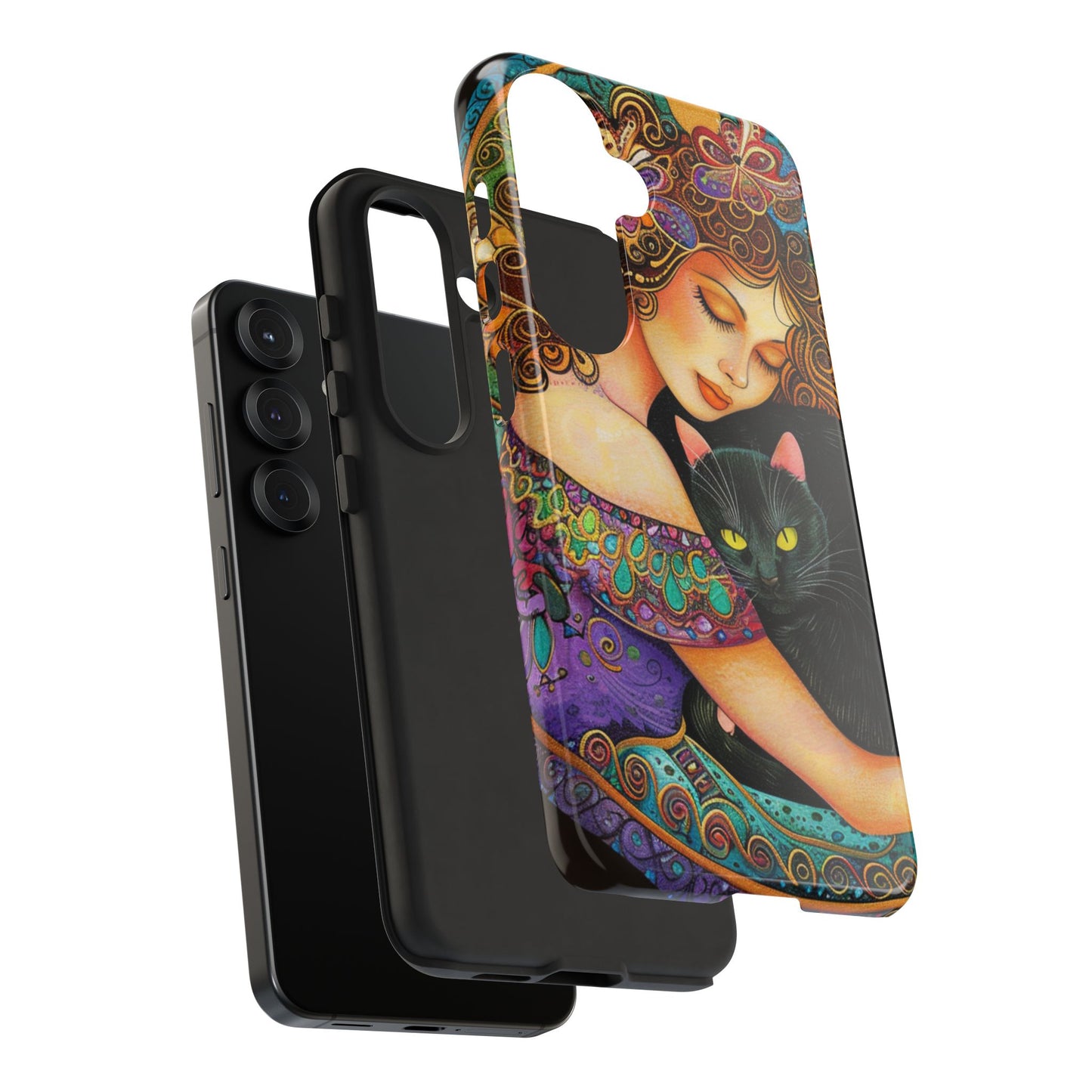 Colorful Cat Art Phone Case, Tough Phone Cover for Cat Lovers, Gift for Pet Owners, Artistic Mobile Case, Cute Cat Design