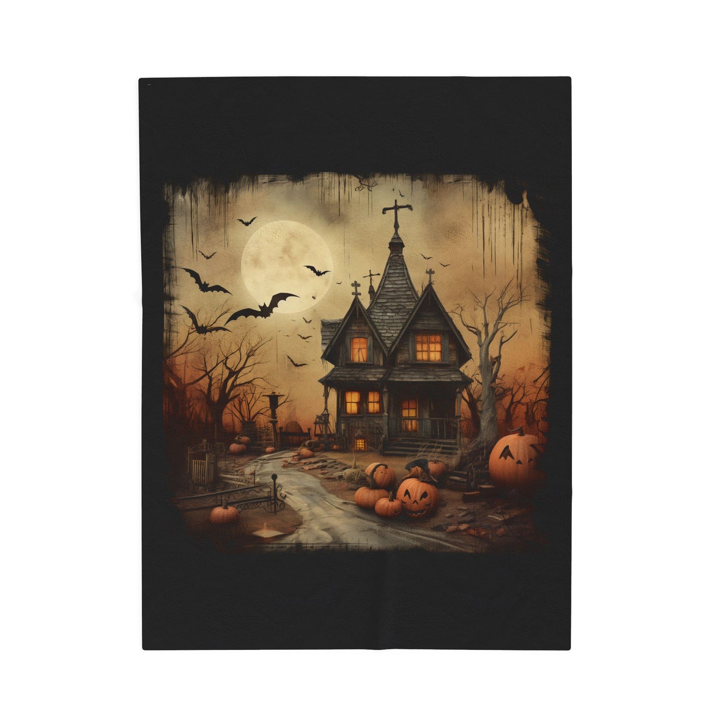 Halloween House Themed Velveteen Plush Blanket, Cozy Throw for Autumn, Spooky Home Decor, Ghostly Gift for Halloween Parties, Fall [...]