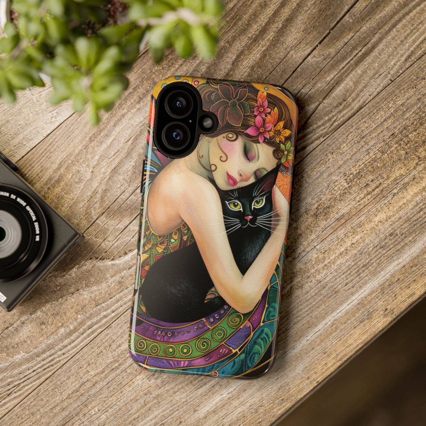 Colorful Art Phone Case with Cat and Fairy Design, Phone Cover Gift for Cat Lovers, Unique Floral Case, Magical Design, Vibrant Phone [...]