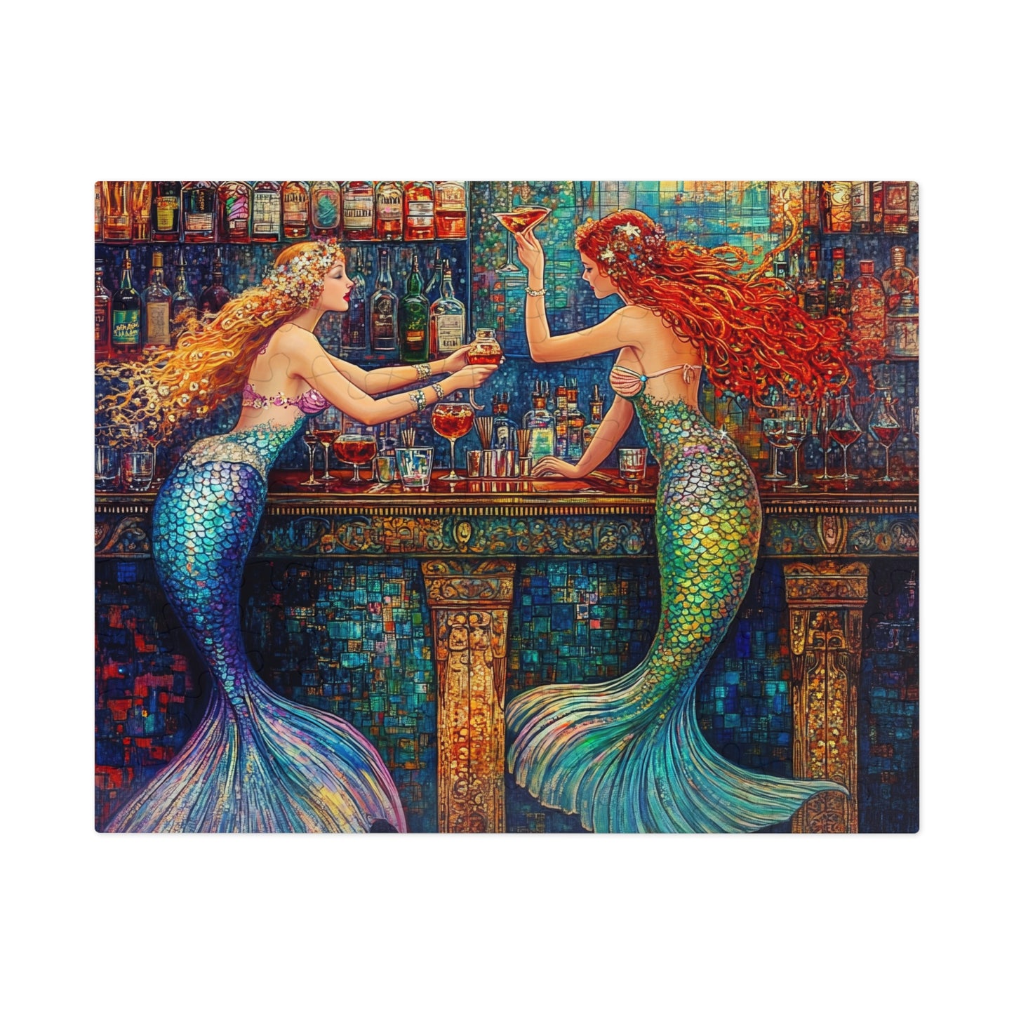 Mermaid Bar Jigsaw Puzzle with Tin | Colorful Ocean Fantasy Puzzle