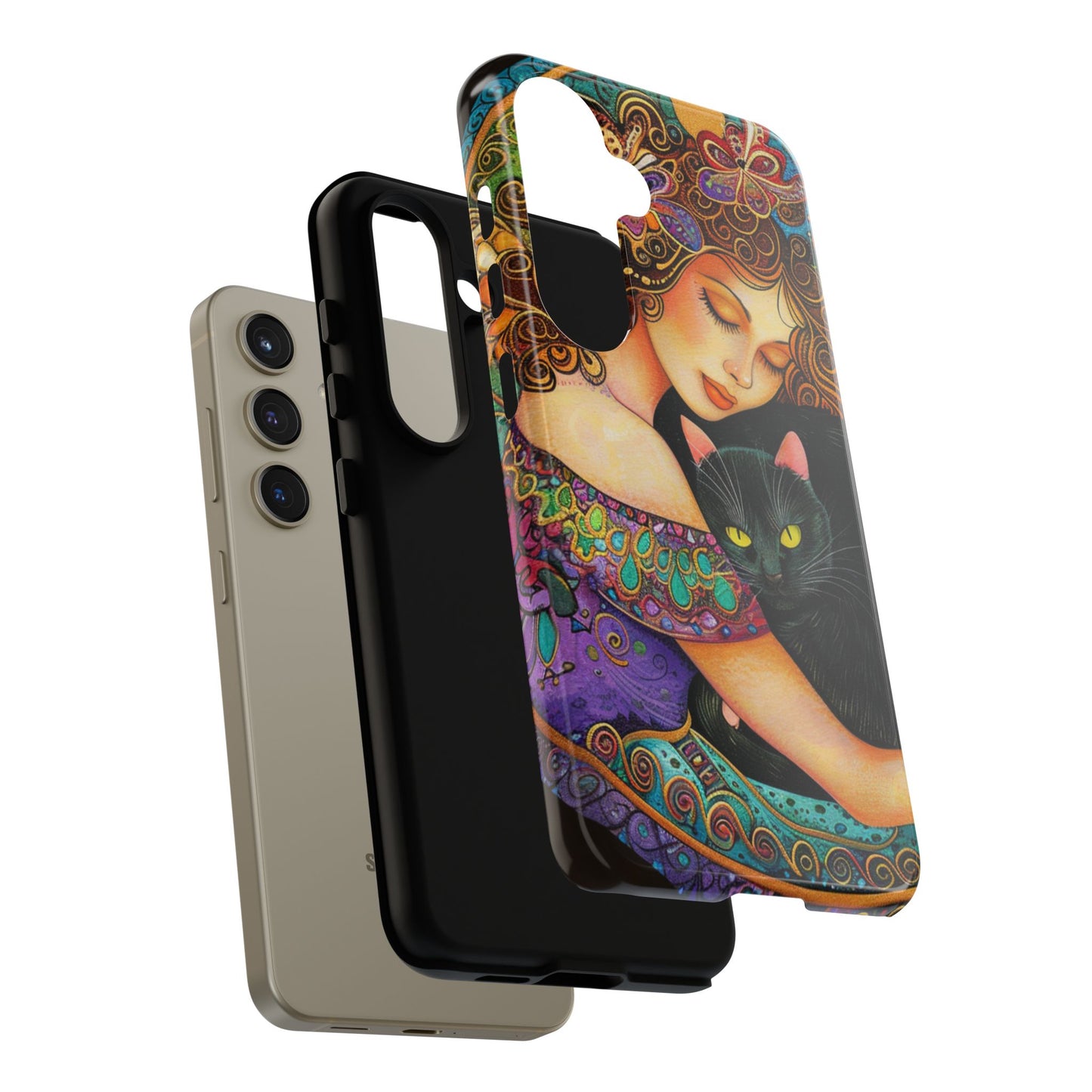 Colorful Cat Art Phone Case, Tough Phone Cover for Cat Lovers, Gift for Pet Owners, Artistic Mobile Case, Cute Cat Design