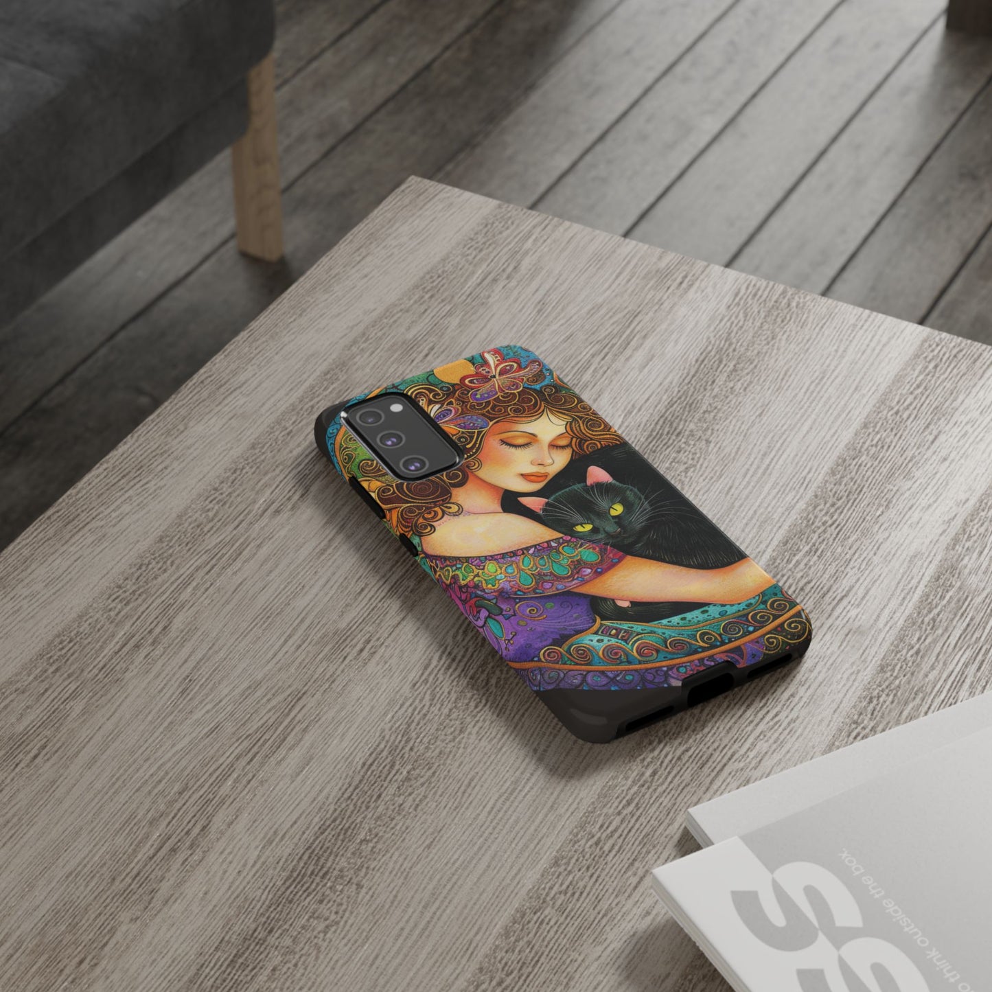 Colorful Cat Art Phone Case, Tough Phone Cover for Cat Lovers, Gift for Pet Owners, Artistic Mobile Case, Cute Cat Design