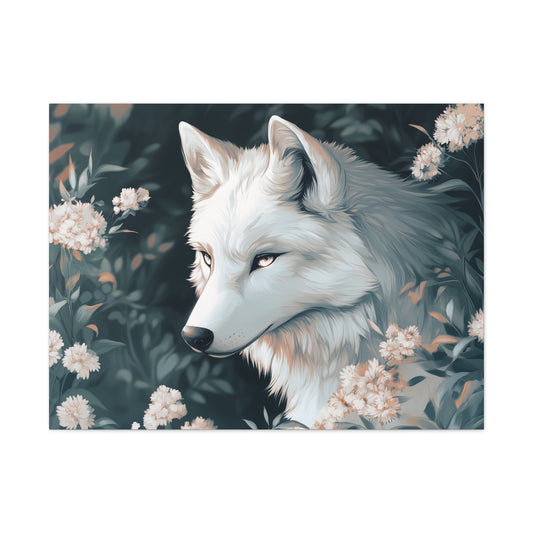 White Wolf Art Canvas Print, Stretched Wall Decor, Nature Themed Artwork, Home Decoration, Gift for Animal Lovers