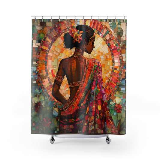 Bohemian Elegance Shower Curtain - Artistic Bathroom Decor, Mosaic Design, Ethnic Art, Home Renovation, Gift for Her, Unique Wall Art