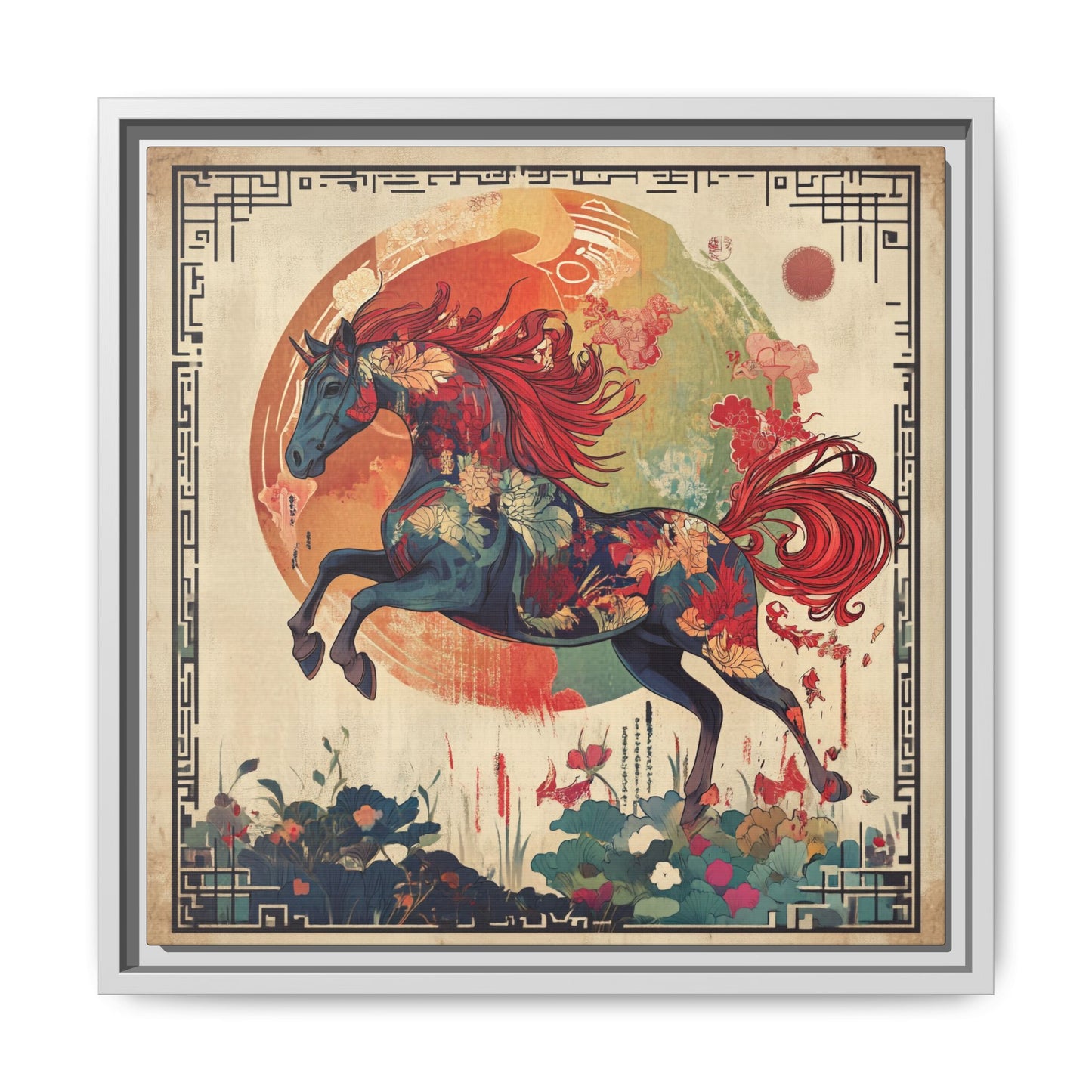 Fire Horse Year Matte Canvas Framed Print
