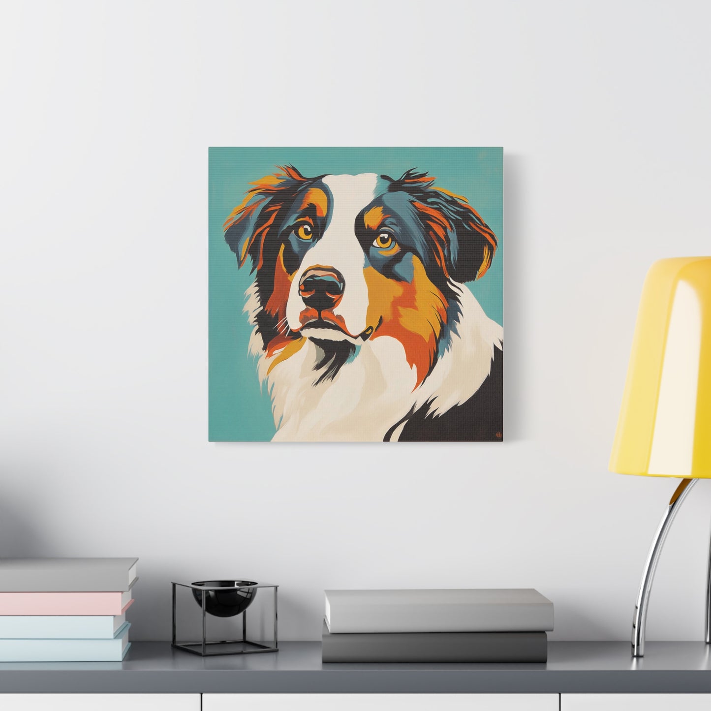 Mid Century Modern Aussie Canvas Wall Art, Home Decor, Pet Lover Gift, Dog Art, Animal Lover Decor