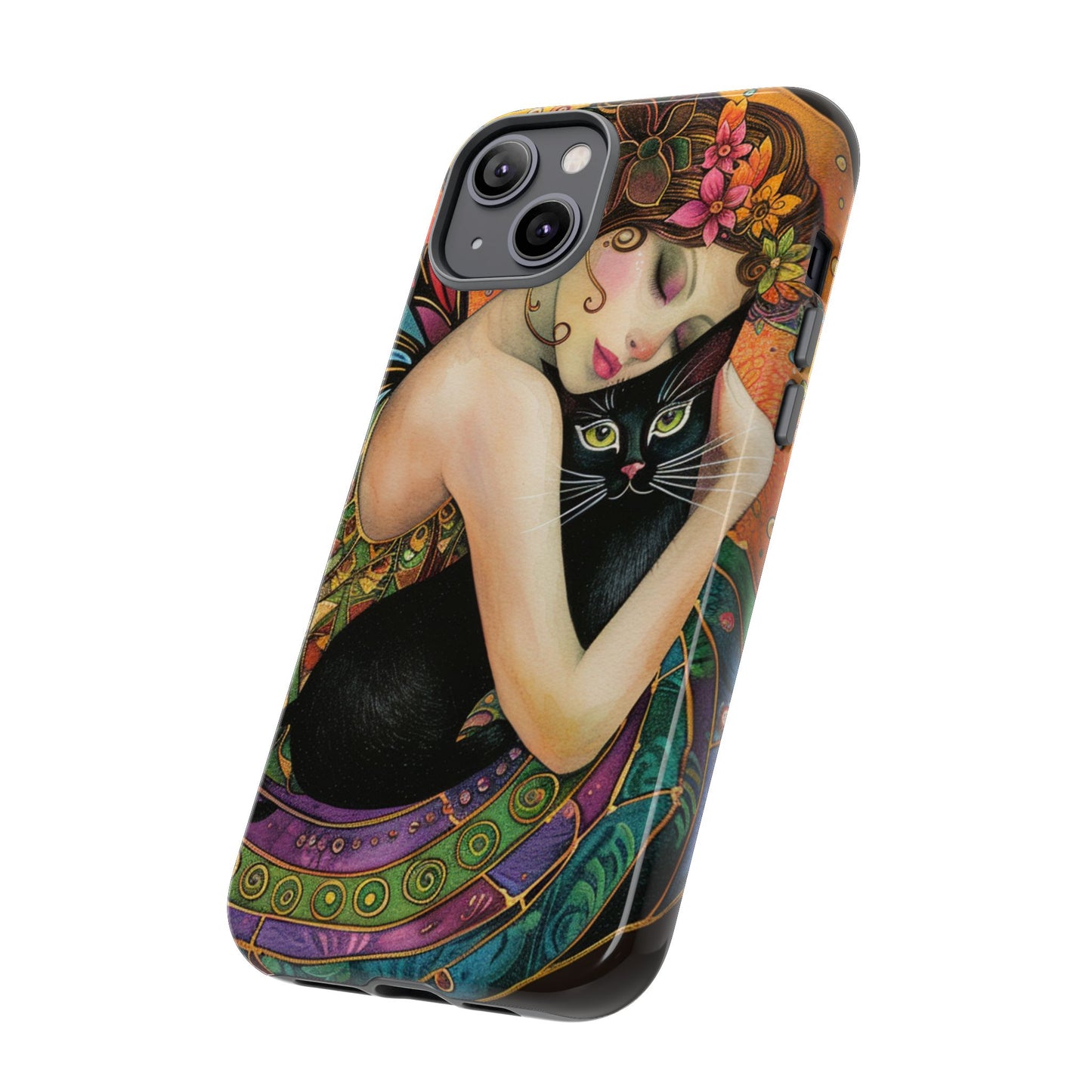 Colorful Art Phone Case with Cat and Fairy Design, Phone Cover Gift for Cat Lovers, Unique Floral Case, Magical Design, Vibrant Phone [...]