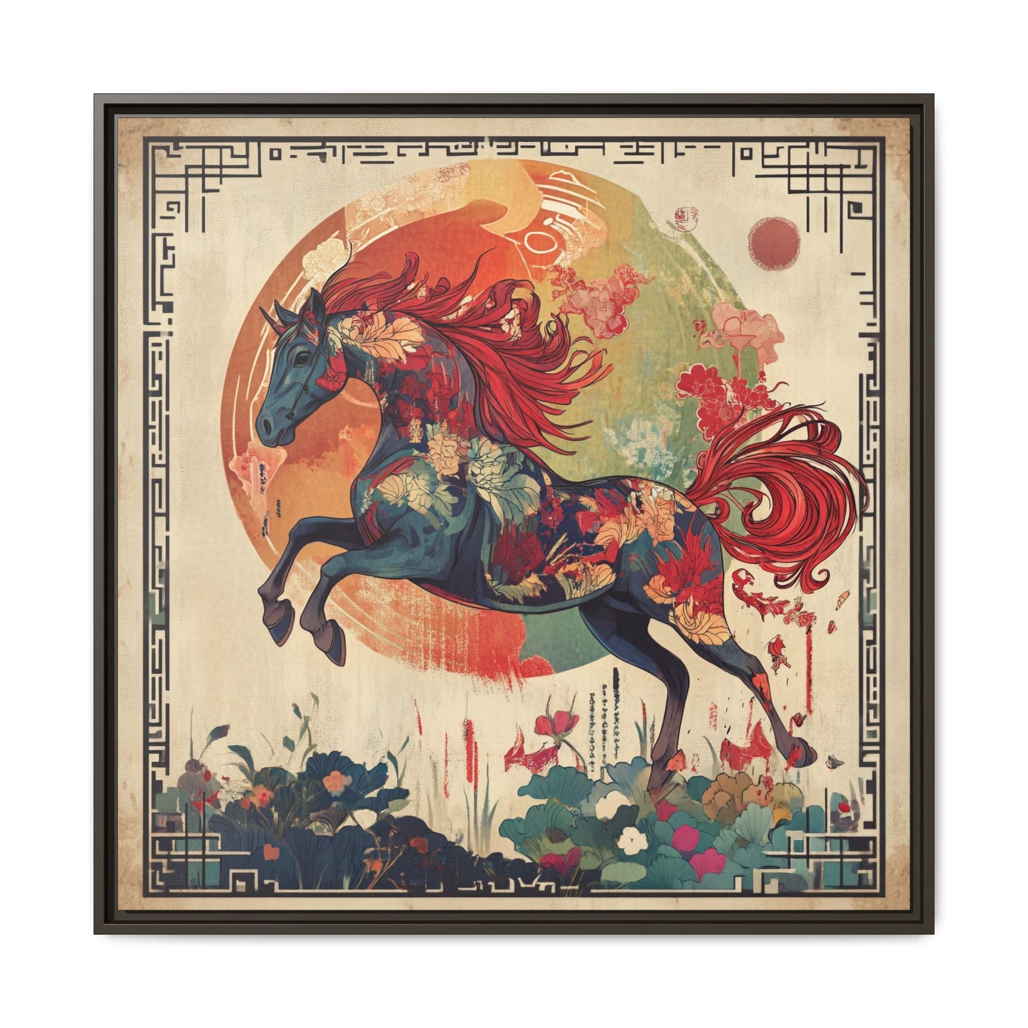 Fire Horse Year Matte Canvas Framed Print