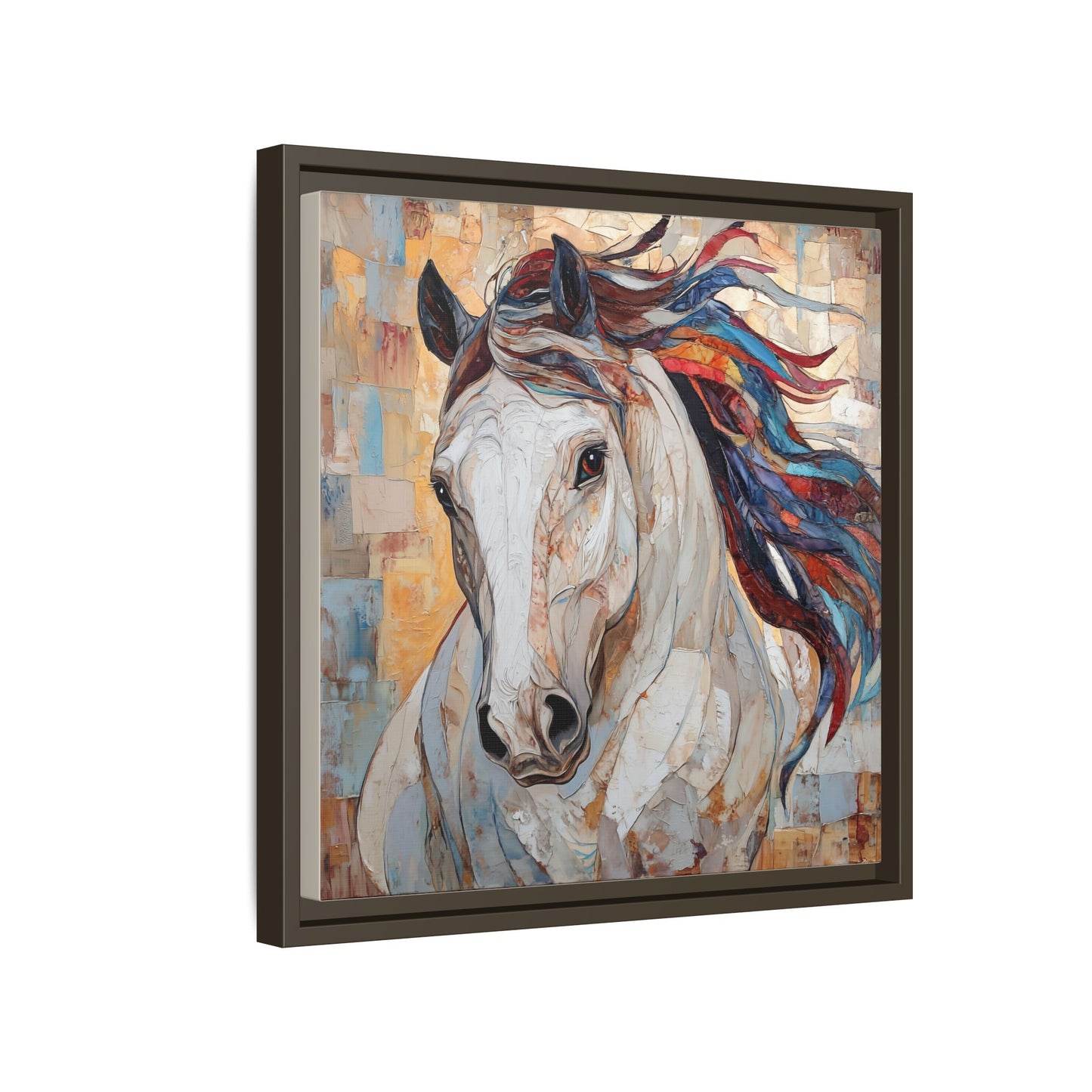Colorful Mane Horse Matte Canvas Framed | Equine Wall Art