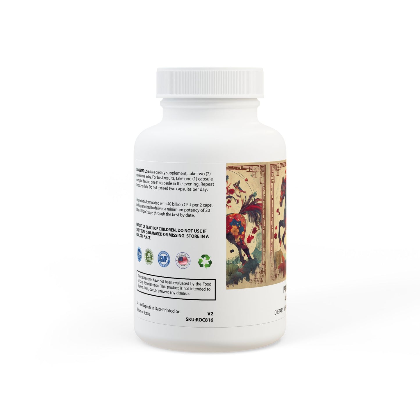 Probiotics Supplement (60 Capsules) Year of The Fire Horse Illustration